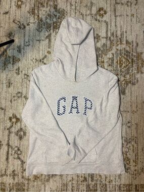 GAP Light Gray Hoodie with Navy Chevron Logo